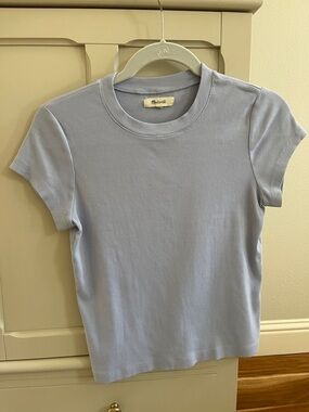 Madewell Pale Blue Ribbed Crewneck Tee